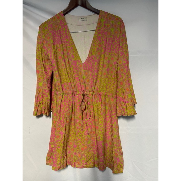 Maaji Floral V-Neck Dress with Bell Sleeves - Picture 1 of 4